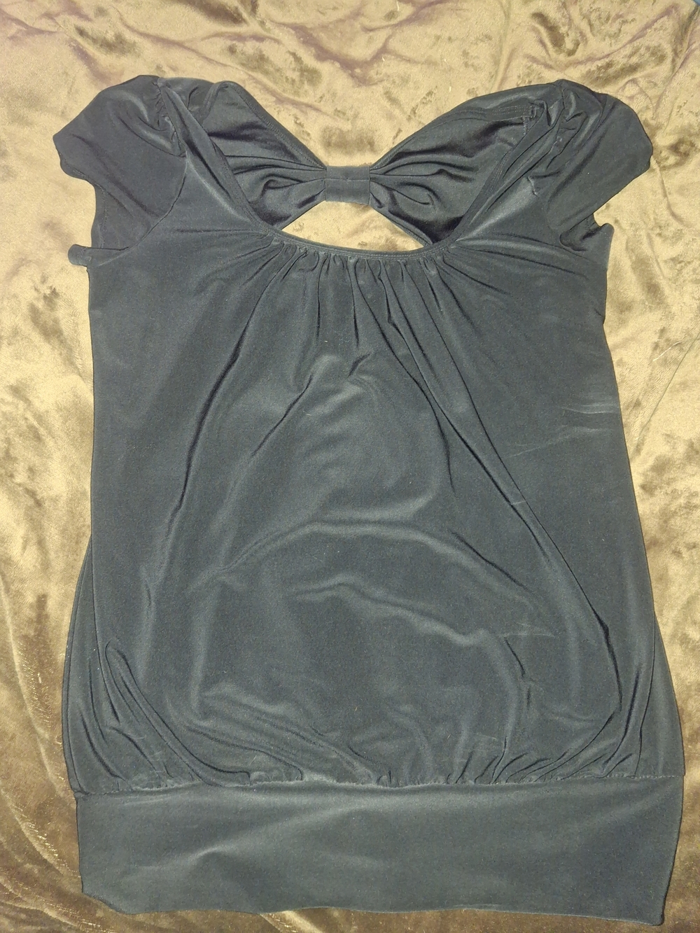 Heart Soul Black Bow-Back Short Sleeve Tank